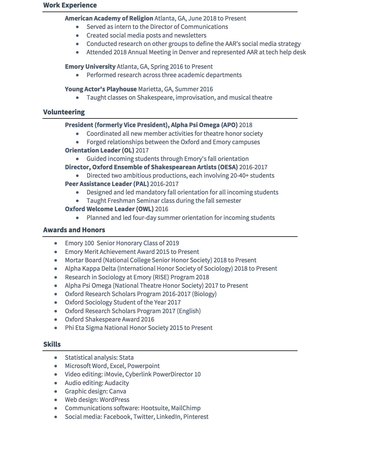 elizabeth johnson work resume website 2